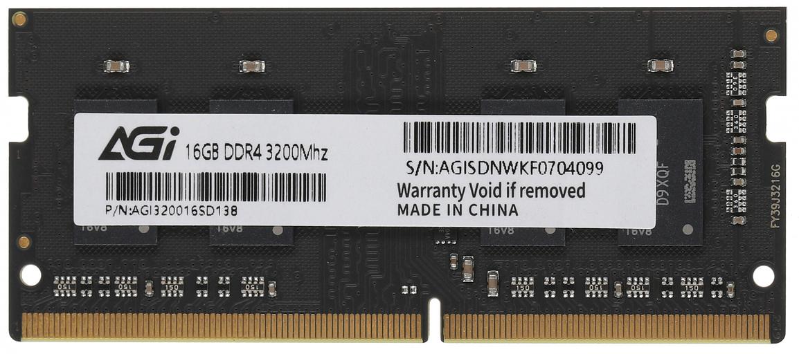 Память SO-DIMM DDR4 16GB AGI PC25600 3200MHz CL22 1.2V (AGI320016SD138) фото 1