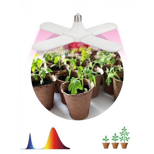 Эра Б0053289 Фитолампа для растений светодиодная FITO-36W-RB-E27-FOLD 4-х лепестковая красно-синего спектра 36 Вт Е27 фото 1