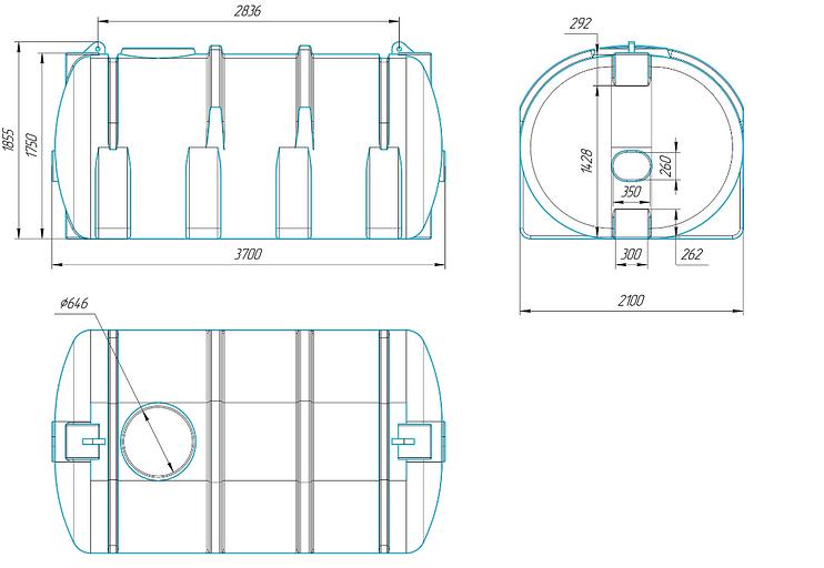 Ёмкость горизонтальная 10000 л усиленная фото 2