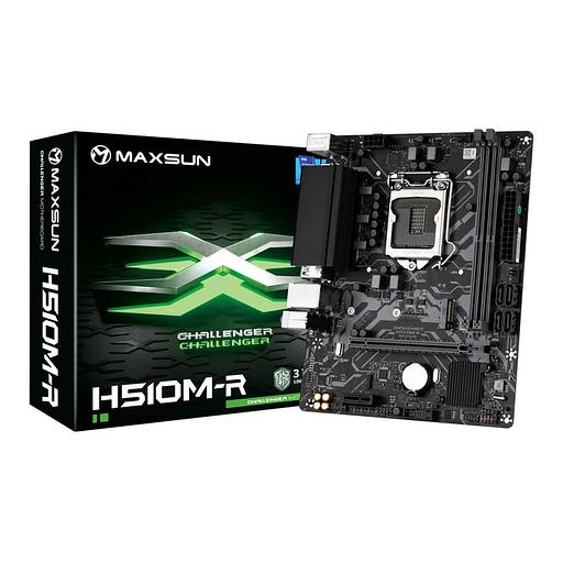 Материнская плата Maxsun Challenger H510M-R 1200, H510, 2xDDR4, 1xPCIEx16,1xPCIEx1,1xM.2, Front2xUSB3,2xUSB2, Rear4xUSB2,2xUSB3, 4xSATA3, 1GLan, VGA+HDMI, mATX, RTL фото 1