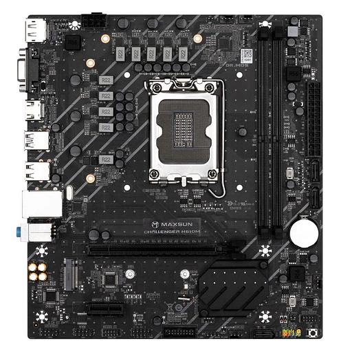 Материнская плата Maxsun Challenger H610M 1700, H610, 2xDDR4, 1xPCIEx16,1xPCIEx1,1xM.2, Front2xUSB3,2xUSB2, Rear4xUSB2,2xUSB3, 3xSATA3, 1GLan, VGA+HDMI+DP, mATX, RTL фото 2