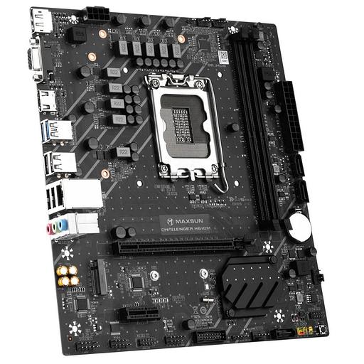 Материнская плата Maxsun Challenger H610M 1700, H610, 2xDDR4, 1xPCIEx16,1xPCIEx1,1xM.2, Front2xUSB3,2xUSB2, Rear4xUSB2,2xUSB3, 3xSATA3, 1GLan, VGA+HDMI+DP, mATX, RTL фото 3
