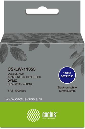 Этикетки Cactus CS-LW-11353 сег.:25x13мм черный белый 1000шт/рул Dymo Label Writer 450/4XL фото 1