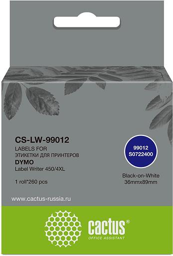 Этикетки Cactus CS-LW-99012 сег.:89x36мм черный белый 260шт/рул Dymo Label Writer 450/4XL фото 1