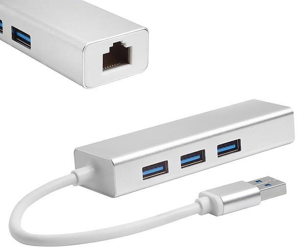 Greenconnect USB 3.0 Разветвитель на 3 порта + 10/100Mbps Ethernet Network metall Greenconnect GCR-AP05 фото 2