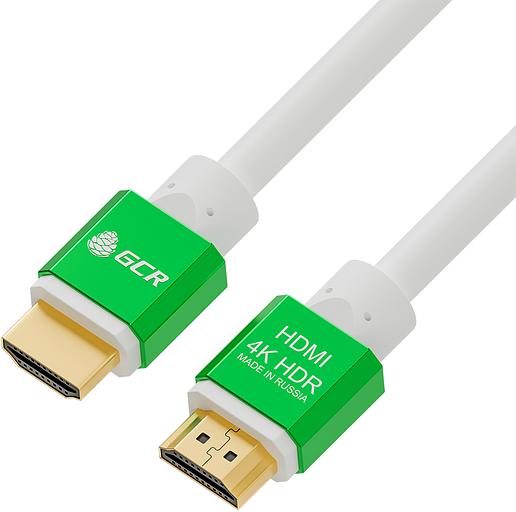 Greenconnect Кабель 2.0m HDMI версия 2.0, HDR 4:2:2, Ultra HD, 4K 60 fps 60Hz/5K*30Hz, 3D, AUDIO, 18.0 Гбит/с, 28/28 AWG, OD7.3mm, тройной экран, белый, AL корпус зеленый, GCR-51294 Greenconnect HDMI (m) - HDMI (m) 2м (GCR-51294) фото 1