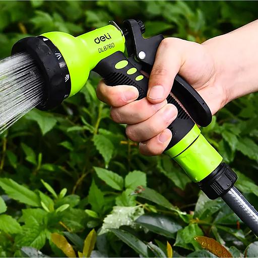 Пистолет-распылитель поливочный Deli DL8760 9 режимов распыления, диаметр шланга 3/4", прорезиненная рукоять, пластиковый корпус фото 3