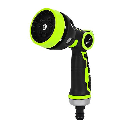 Пистолет-распылитель поливочный бескурковый Deli DL8762 9 режимов распыления, диаметр шланга 3/4", прорезиненная рукоять, корпус из цинкового сплава фото 1