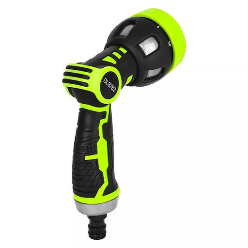 Пистолет-распылитель поливочный бескурковый Deli DL8762 9 режимов распыления, диаметр шланга 3/4", прорезиненная рукоять, корпус из цинкового сплава фото 2