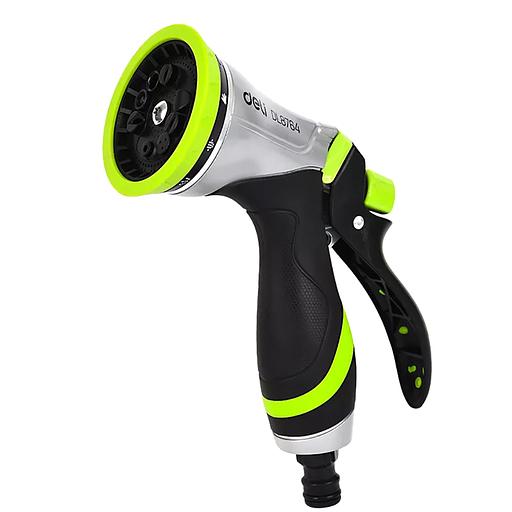 Пистолет-распылитель поливочный Deli DL8764 10 режимов распыления, диаметр шланга 3/4", прорезиненная рукоять, корпус из цинкового сплава фото 1