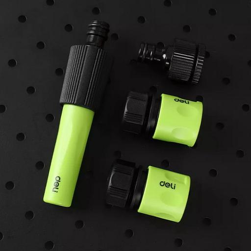 Набор соединителей для поливочных шлангов 5 шт 1/2" Deli DL8798 1/2" быстросъемный коннектор с аквастопом, 1/2" быстросъемный коннектор, штуцер 1/2"-3/4", регулируемая головка 110 мм для изменения формы струи, ударопрочный пластик фото 3