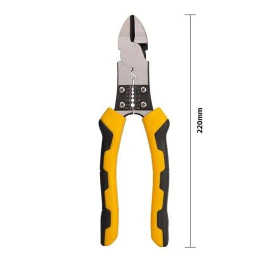 Диагональные бокорезы многофункциональные Deli DL102008 200мм, (резка/зачистка/обжим), сталь Cr-V, двухкомпонентная рукоять фото 2