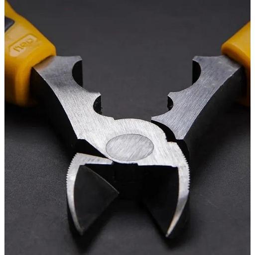 Диагональные бокорезы многофункциональные Deli DL102008 200мм, (резка/зачистка/обжим), сталь Cr-V, двухкомпонентная рукоять фото 3