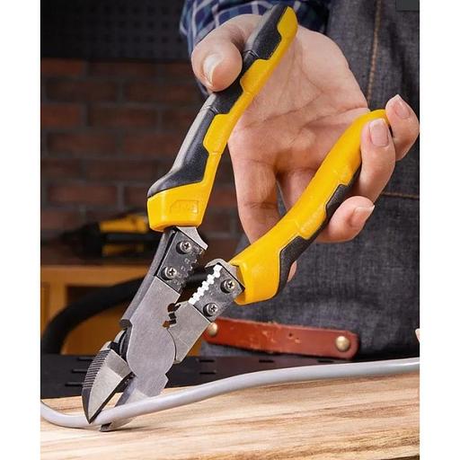 Диагональные бокорезы многофункциональные Deli DL102008 200мм, (резка/зачистка/обжим), сталь Cr-V, двухкомпонентная рукоять фото 4