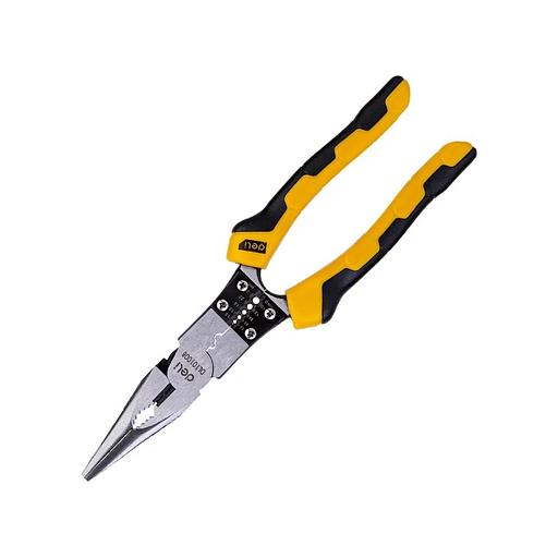 Удлиненные плоскогубцы многофункциональные Deli DL101008 220мм, (зажим/резка/зачистка/обжим), сталь Cr-V, двухкомпонентная рукоять фото 1