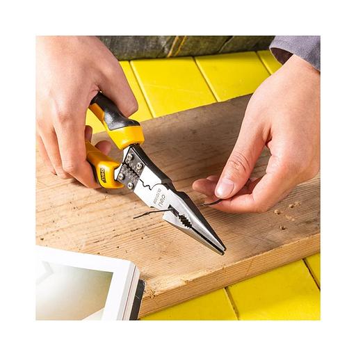 Удлиненные плоскогубцы многофункциональные Deli DL101008 220мм, (зажим/резка/зачистка/обжим), сталь Cr-V, двухкомпонентная рукоять фото 4