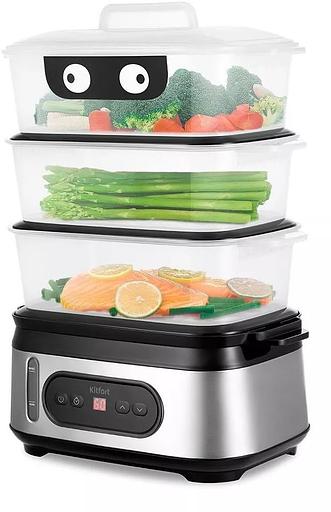 Пароварка Kitfort КТ-4082 3ярус. 800Вт серебристый фото 1