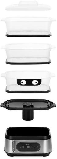 Пароварка Kitfort КТ-4082 3ярус. 800Вт серебристый фото 2