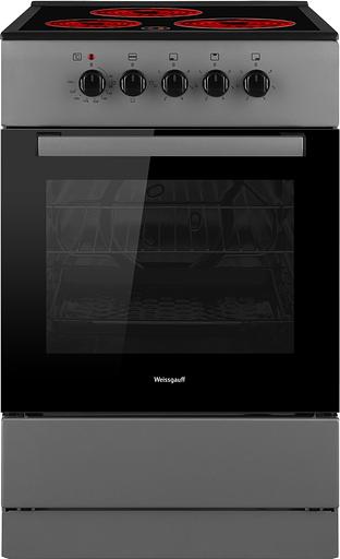 Плита Электрическая Weissgauff WES E2V05 S серебристый стеклокерамика (без крышки) фото 1