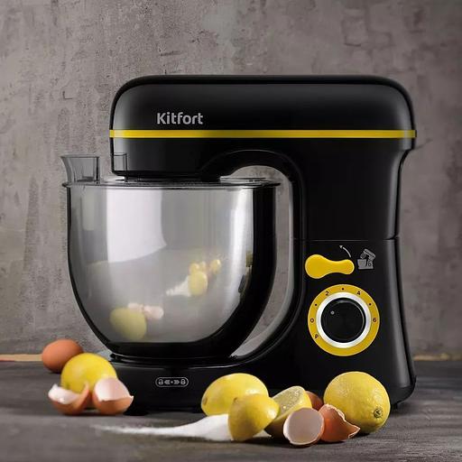 Миксер планетарный Kitfort КТ-3421 1400Вт черный/желтый фото 7