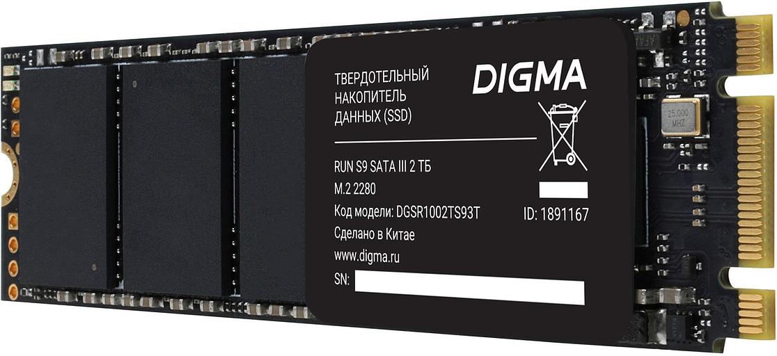 Накопитель SSD Digma SATA III 2Tb DGSR1002TS93T Run S9 M.2 2280 фото 3