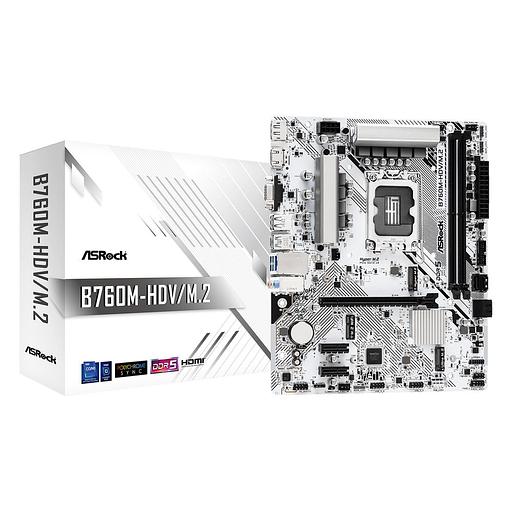 Материнская плата Asrock B760M-HDV/M.2 Soc-1700 Intel B760 2xDDR5 mATX AC`97 8ch(7.1) 2.5Gg RAID+VGA+HDMI+DP фото 1