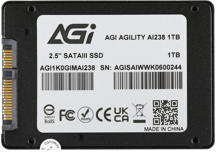 Накопитель SSD AGi SATA III 1TB AGI1K0GIMAI238 AI238 2.5" OEM фото 5