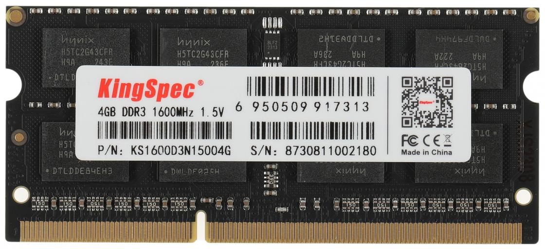 Память DDR3 4GB 1600MHz Kingspec KS1600D3N15004G RTL PC3-12800 CL11 SO-DIMM 240-pin 1.5В single rank Ret фото 1