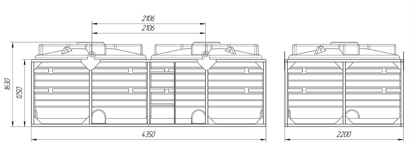 Кассета с горизонтальными емкостями 9000 л (2х4500 л) фото 2