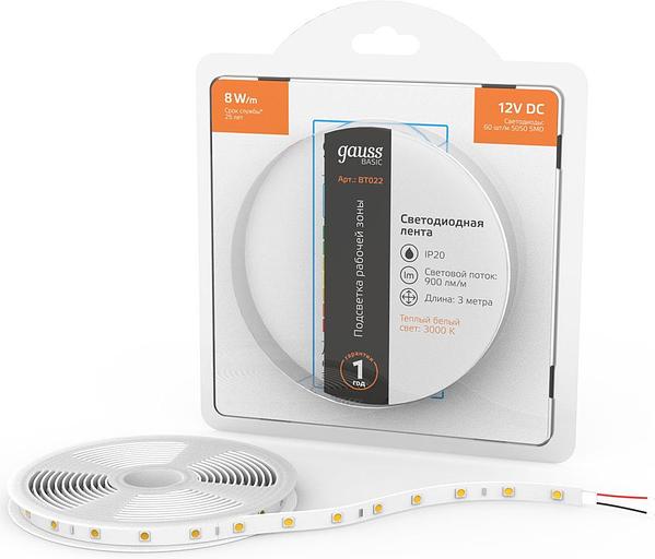 Лента светодиод. Gauss Basic 3м (BT022) фото 2