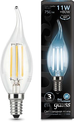 Лампа филам. Gauss Filament 11Вт цок.:E14 свеча 220B 4100K св.свеч.бел.нейт. CF35 (упак.:1шт) (104801211) фото 2