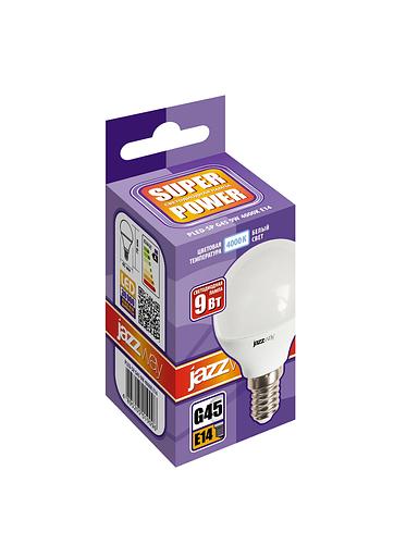 Лампа светодиодная Jazzway PLED-SP 9Вт цок.:E14 шар 220B 4000K св.свеч.бел.нейт. G45 (упак.:10шт) (5019096) фото 3
