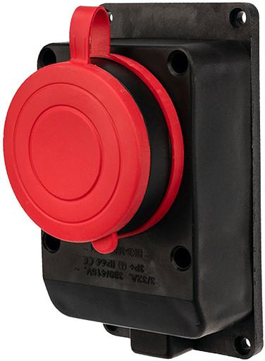 Розетка силов. Rexant 111-007 откр. зазем. крыш. IP44 черный/красный (упак.:1шт) фото 1