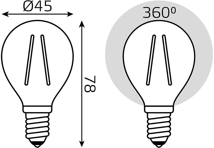 Лампа филам. Gauss Filament 11Вт цок.:E14 шар 220B 4100K св.свеч.бел.нейт. (упак.:10шт) (105801211) фото 6