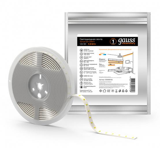 Лента светодиод. Gauss Elementary 5м (355000105) фото 1