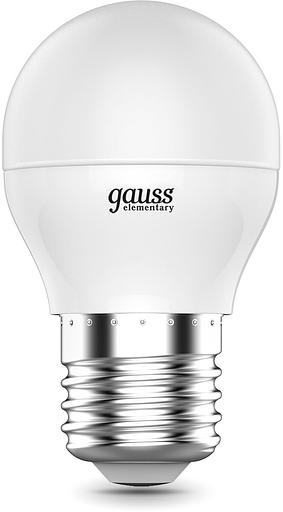 Лампа светодиодная Gauss Elementary 6Вт цок.:E27 шар 220B 4100K св.свеч.бел.нейт. (упак.:10шт) (53226) фото 1