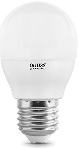 Лампа светодиодная Gauss Elementary 6Вт цок.:E27 шар 220B 4100K св.свеч.бел.нейт. (упак.:10шт) (53226) фото 2