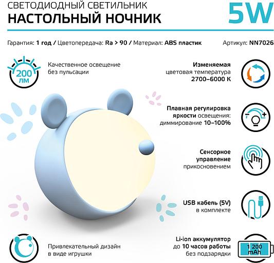 Ночник Gauss NN7026 мышка голубой фото 2