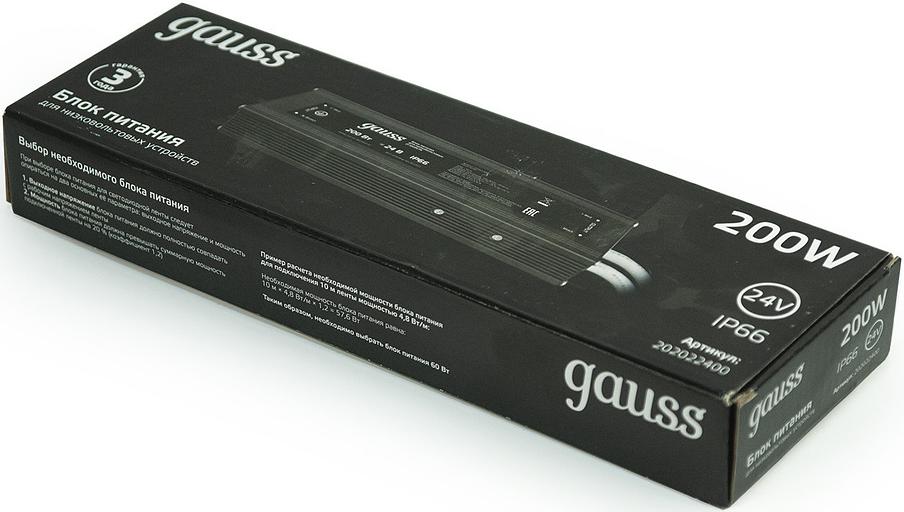 Блок питания Gauss 202022400 пониж. для лен.светод. черный фото 3