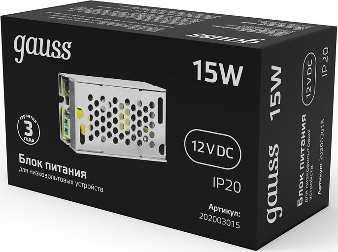 Блок питания Gauss 202003015 встраив. для лен.светод. черный фото 3