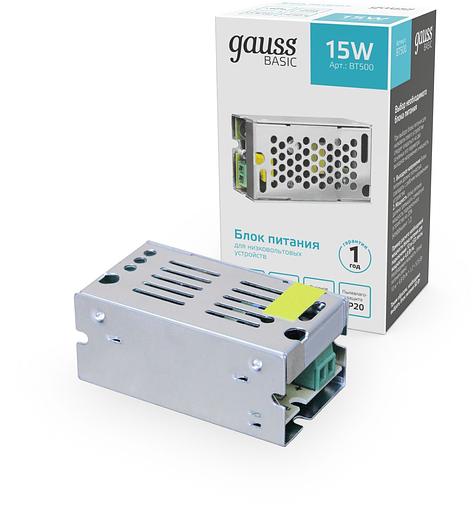 Блок питания Gauss Basic для лен.светод. серый (BT500) фото 2