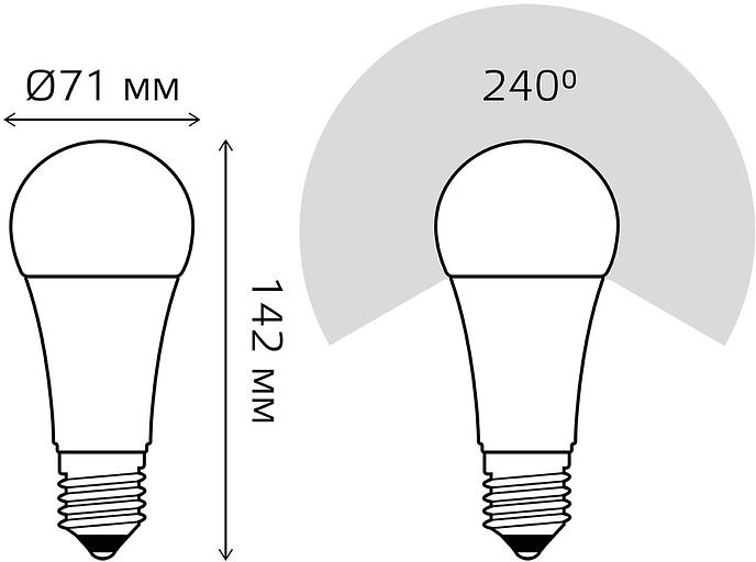 Лампа светодиодная Gauss Elementary 25Вт цок.:E27 груша 220B 3000K св.свеч.бел.теп. A67 (упак.:10шт) (73215) фото 5