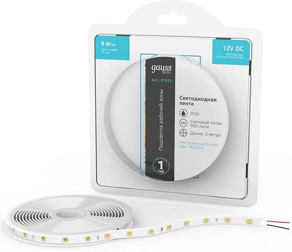 Лента светодиод. Gauss Basic 3м (BT023) фото 2