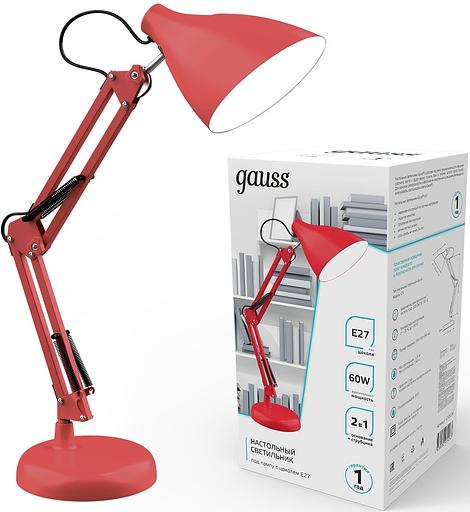 Светильник Gauss GT0034 настольный на струбцине/основание E27 красный 60Вт фото 1