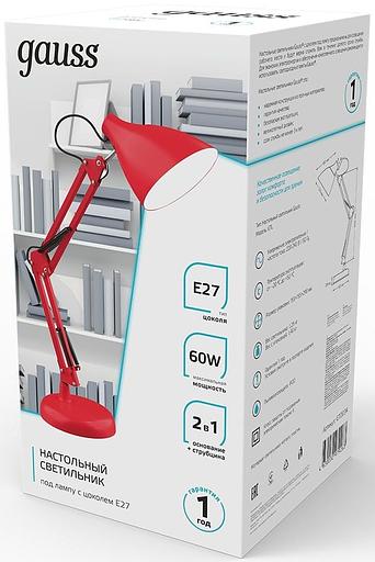 Светильник Gauss GT0034 настольный на струбцине/основание E27 красный 60Вт фото 3