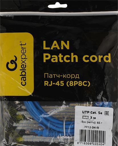 Патч-корд PP12-3M/B 1000G UTP 4 пары cat5E CCA molded 3м синий RJ-45 (m)-RJ-45 (m) фото 3