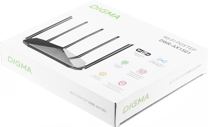Роутер беспроводной Digma DWR-AX1501 AX1500 10/100/1000BASE-TX черный (упак.:1шт) фото 6