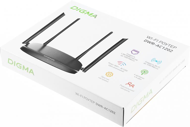 Роутер беспроводной Digma DWR-AC1202 AC1200 10/100/1000BASE-TX черный фото 8