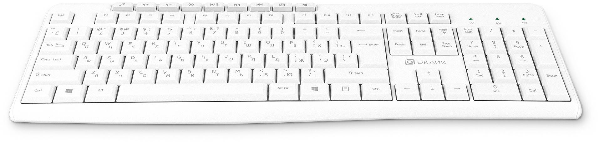 Клавиатура Оклик K225W белый USB беспроводная Multimedia (1875235) фото 3