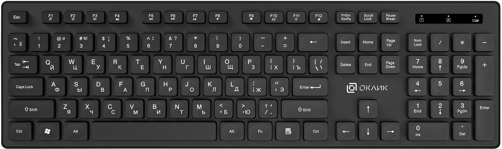 Клавиатура + мышь Оклик S255W клав:черный мышь:черный USB беспроводная Multimedia (1909361) фото 6